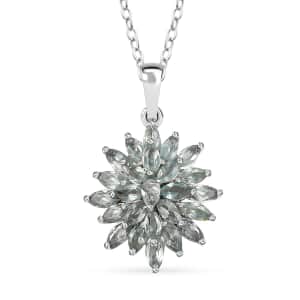 Narsipatnam Alexandrite Floral Spray Pendant Necklace 20 Inches in Platinum Over Sterling Silver 1.90 ctw