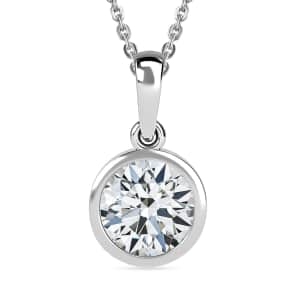 Moissanite Pendant Necklace 20 Inches in Platinum Over Sterling Silver 1.80 ctw
