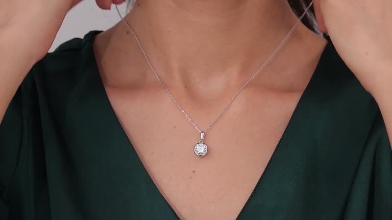 Moissanite 1.80 ctw Pendant Necklace 20 Inches in Platinum Over Sterling Silver