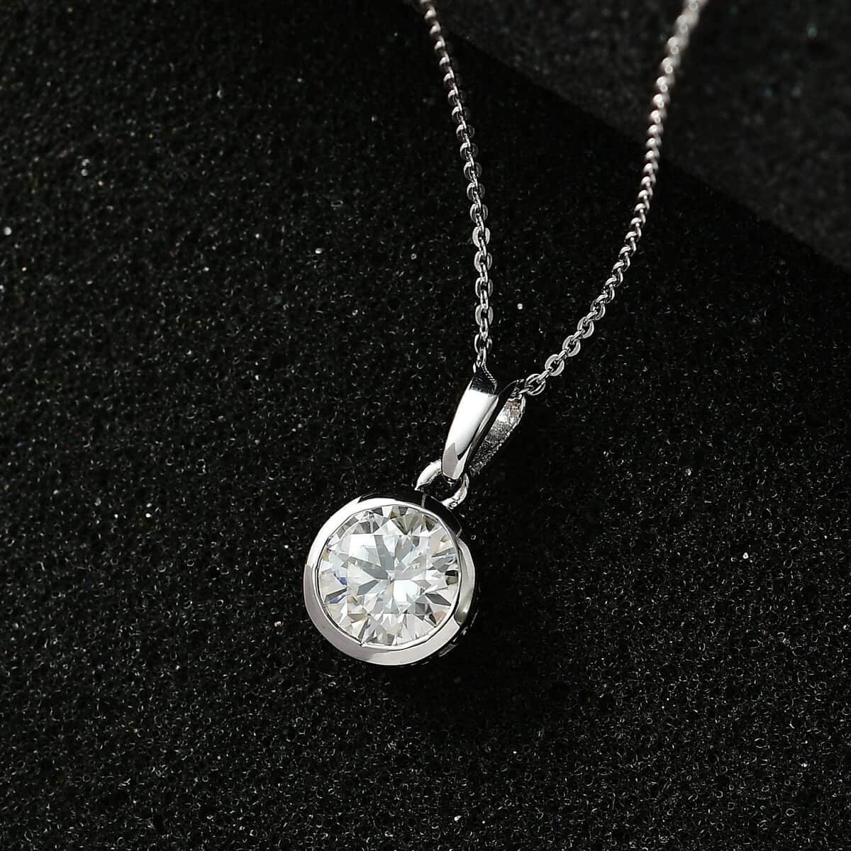 Moissanite 1.80 ctw Pendant Necklace 20 Inches in Platinum Over Sterling Silver image number 2