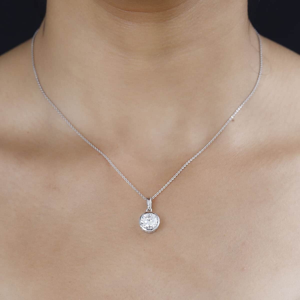 Moissanite Pendant Necklace 20 Inches in Platinum Over Sterling Silver 1.80 ctw image number 3