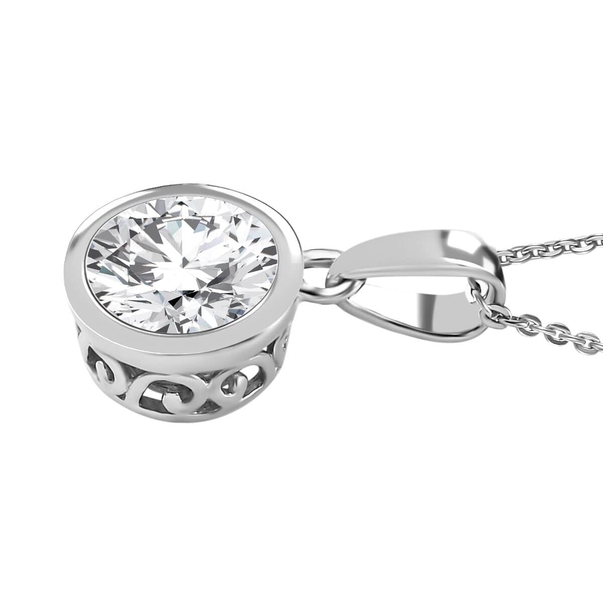 Moissanite Pendant Necklace 20 Inches in Platinum Over Sterling Silver 1.80 ctw image number 4