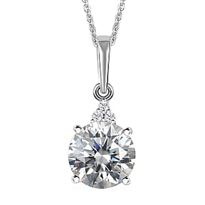 Moissanite Pendant Necklace 20 Inches in Platinum Over Sterling Silver 1.80 ctw