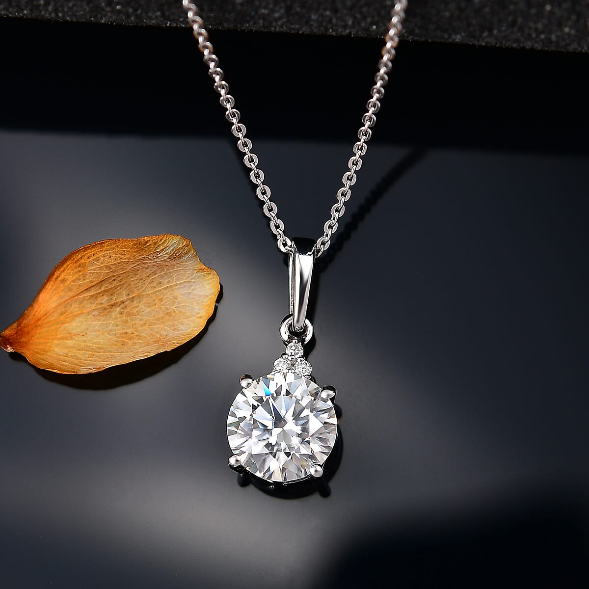 Moissanite Pendant Necklace 20 Inches in Platinum Over Sterling Silver 1.80 ctw image number 2