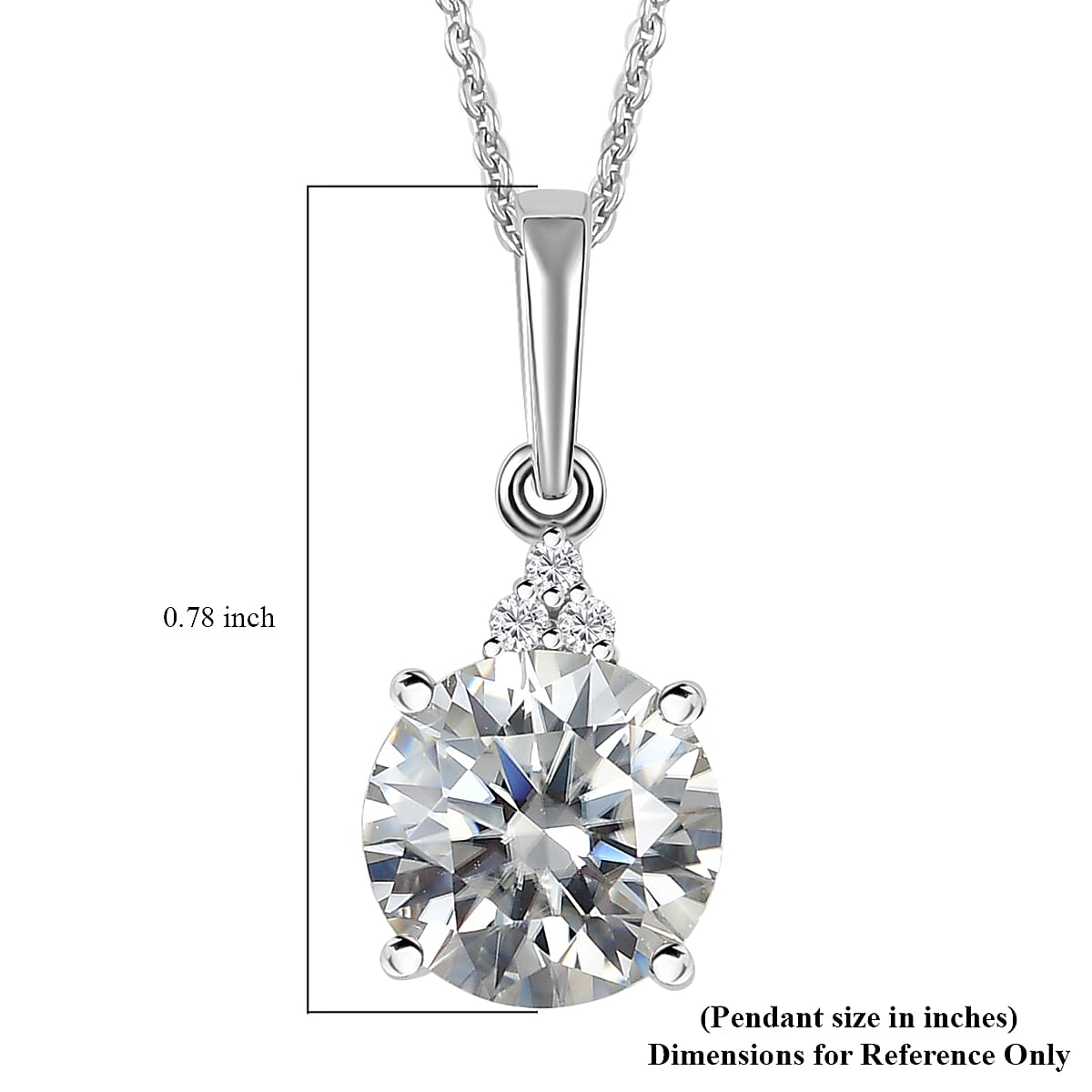 Moissanite Pendant Necklace 20 Inches in Platinum Over Sterling Silver 1.80 ctw