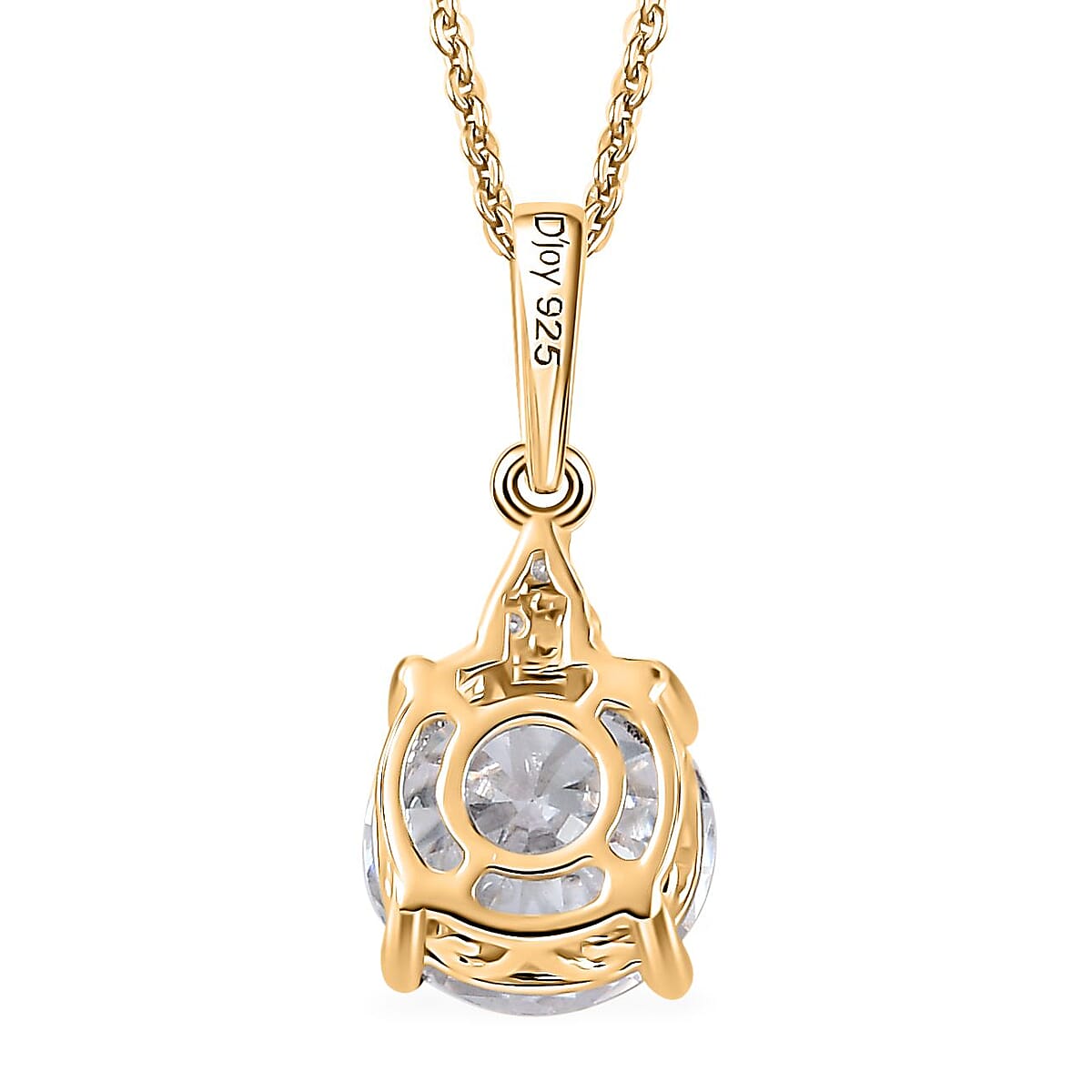 Moissanite Pendant Necklace 20 Inches in Vermeil Yellow Gold Over Sterling Silver 1.80 ctw image number 5