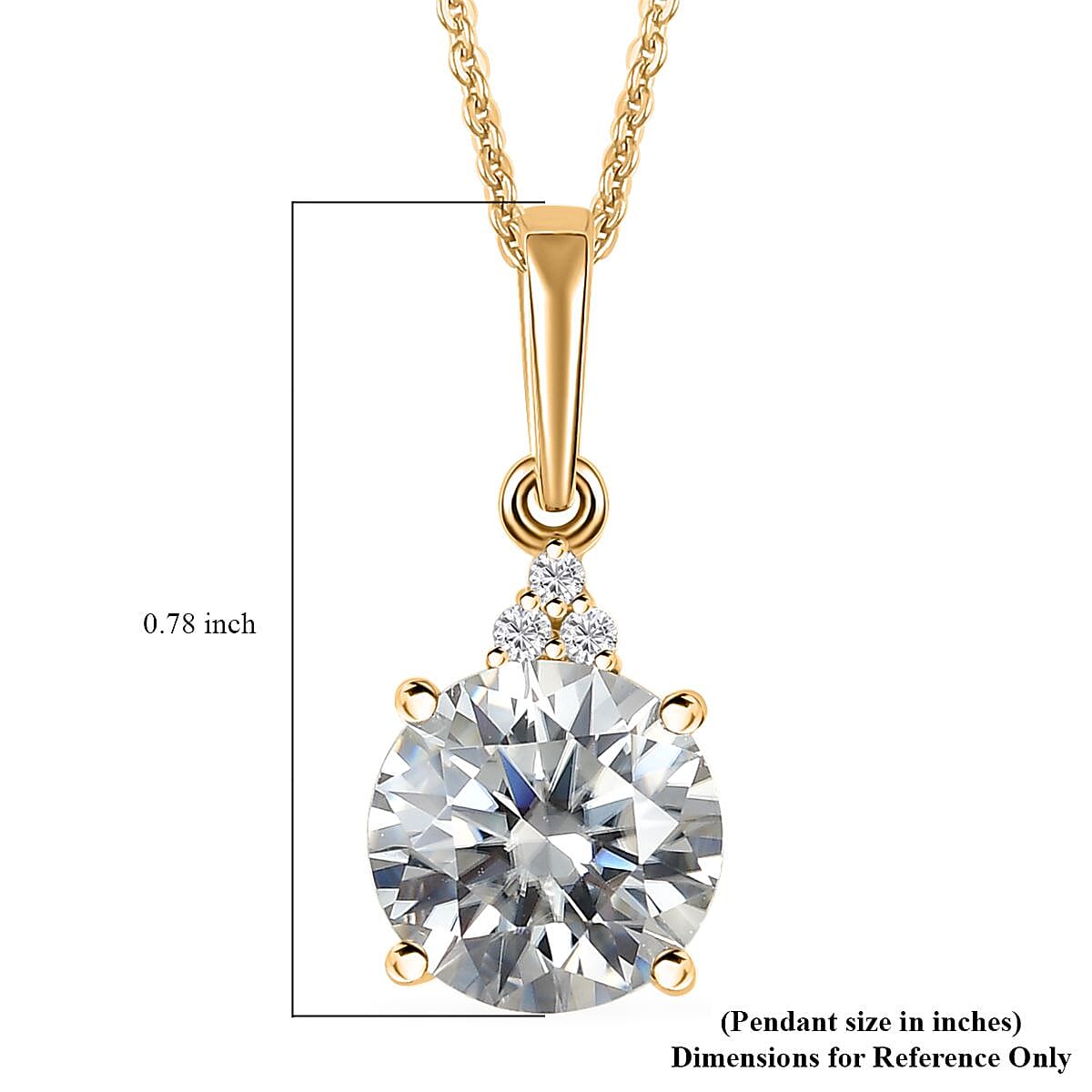 Moissanite Pendant Necklace 20 Inches in Vermeil Yellow Gold Over Sterling Silver 1.80 ctw image number 7