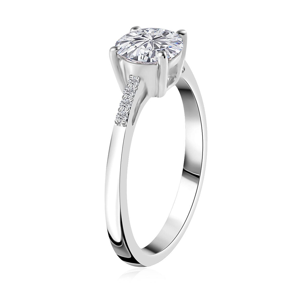 Moissanite Ring (Size 5.0) and Pendant in Platinum Over Sterling Silver 1.60 ctw image number 4