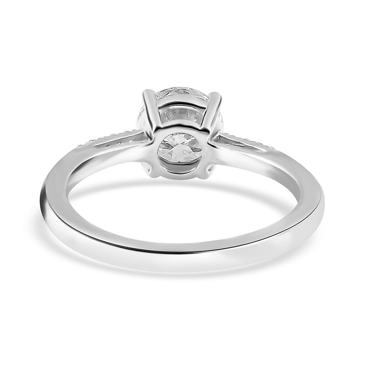 Moissanite Ring (Size 5.0) and Pendant in Platinum Over Sterling Silver 1.60 ctw image number 5