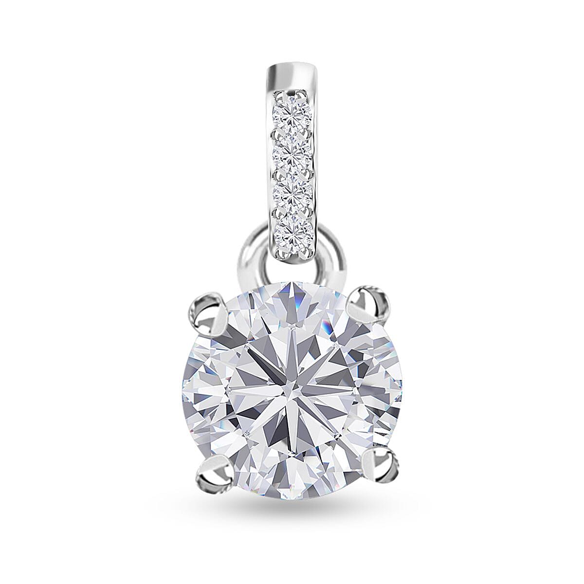 Moissanite Ring (Size 5.0) and Pendant in Platinum Over Sterling Silver 1.60 ctw image number 6