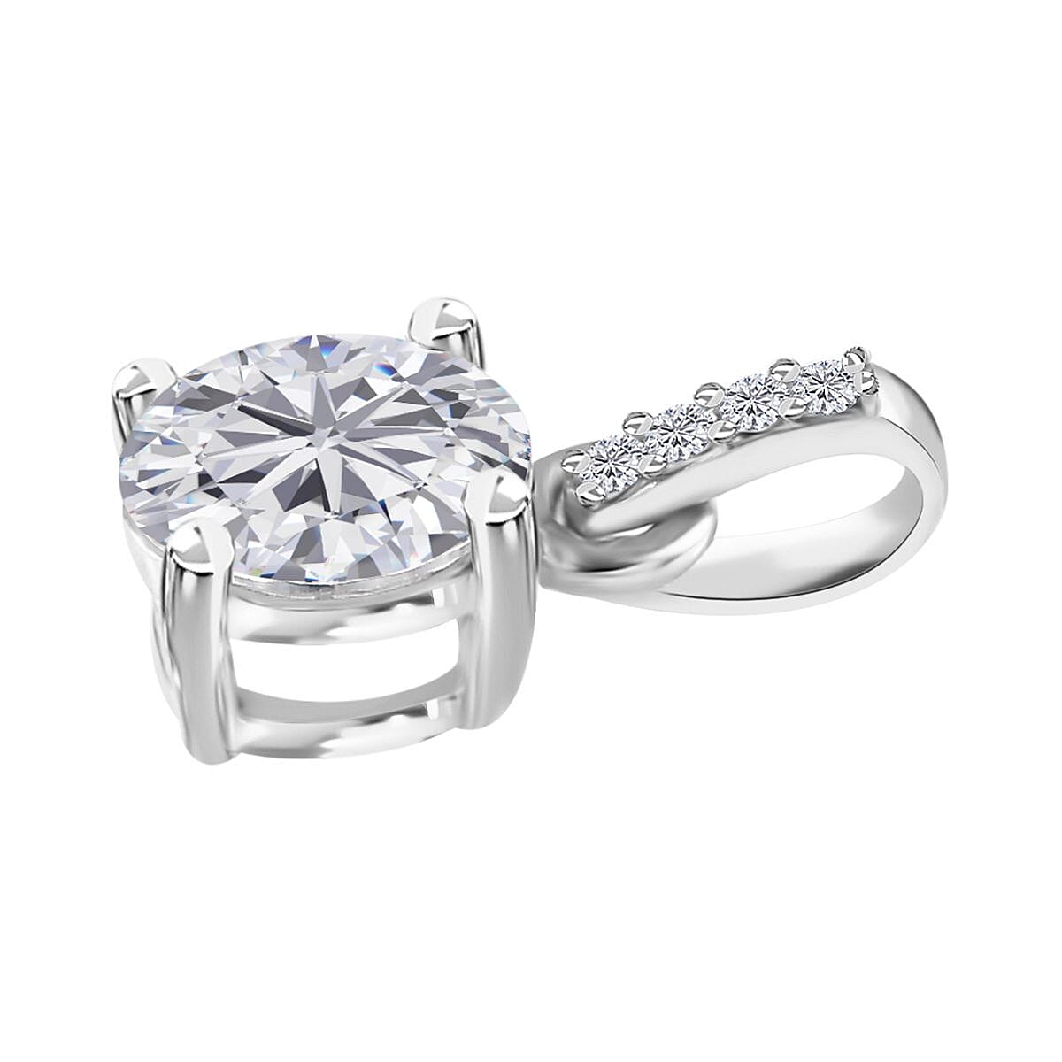 Moissanite Ring (Size 5.0) and Pendant in Platinum Over Sterling Silver 1.60 ctw image number 7