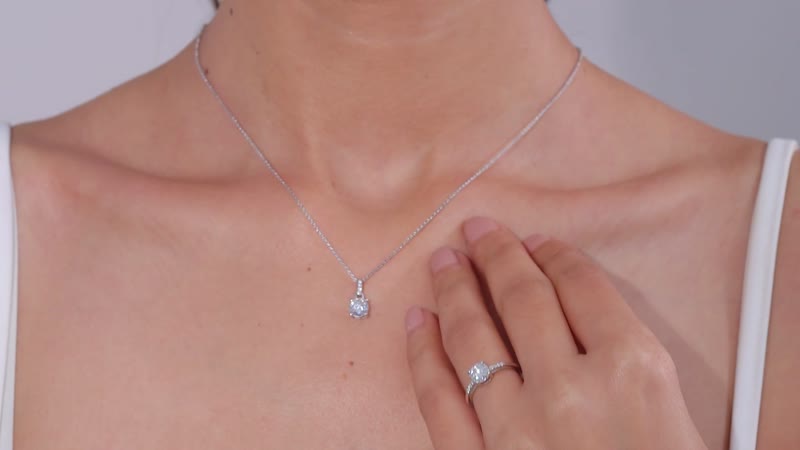 Moissanite Ring (Size 5.0) and Pendant in Platinum Over Sterling Silver 1.60 ctw