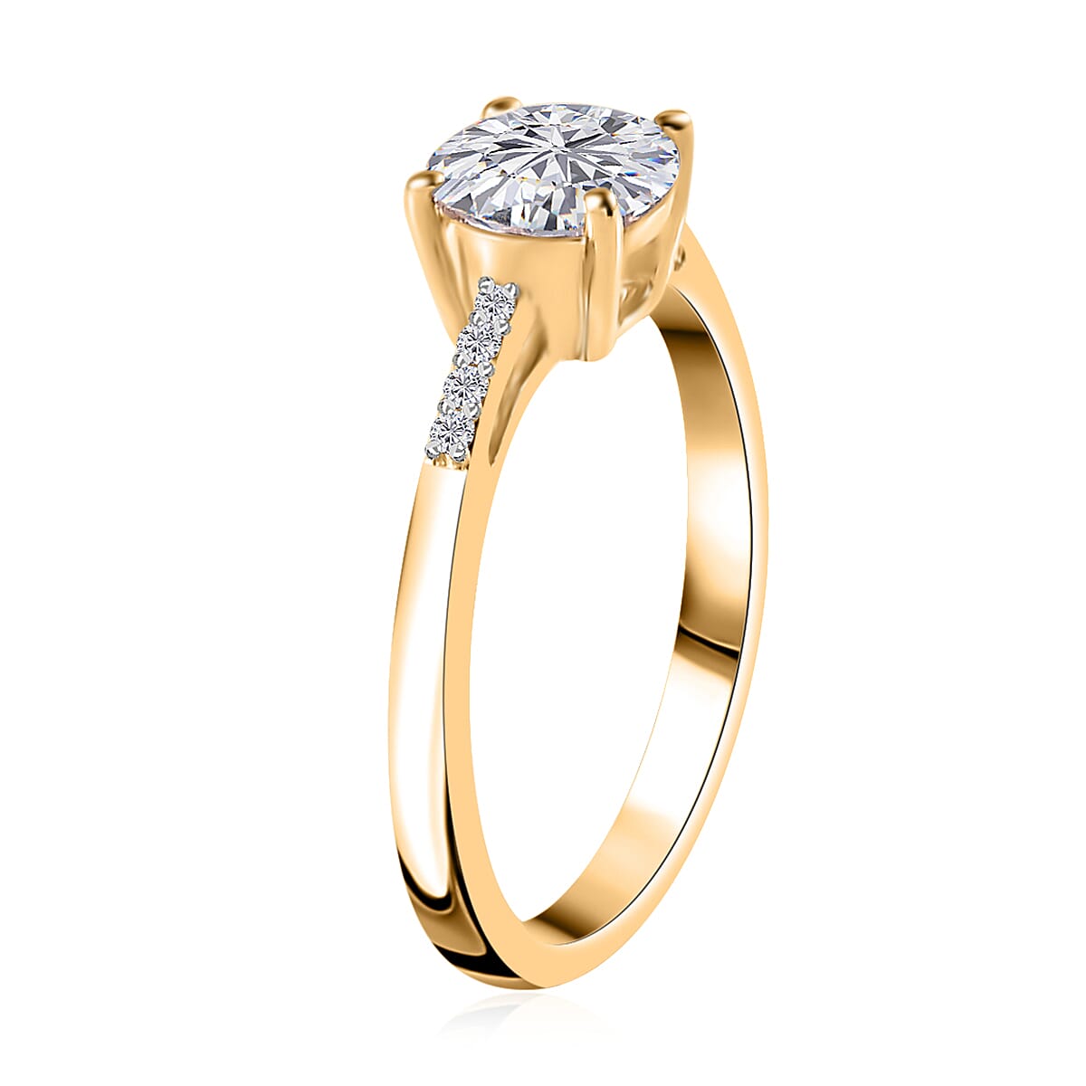 Moissanite Ring (Size 8.0) and Pendant in Vermeil Yellow Gold Over Sterling Silver 1.60 ctw image number 4