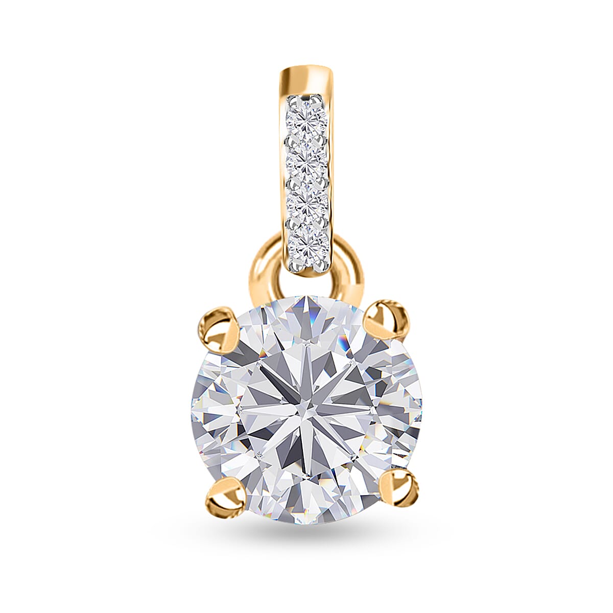 Moissanite Ring (Size 8.0) and Pendant in Vermeil Yellow Gold Over Sterling Silver 1.60 ctw image number 6