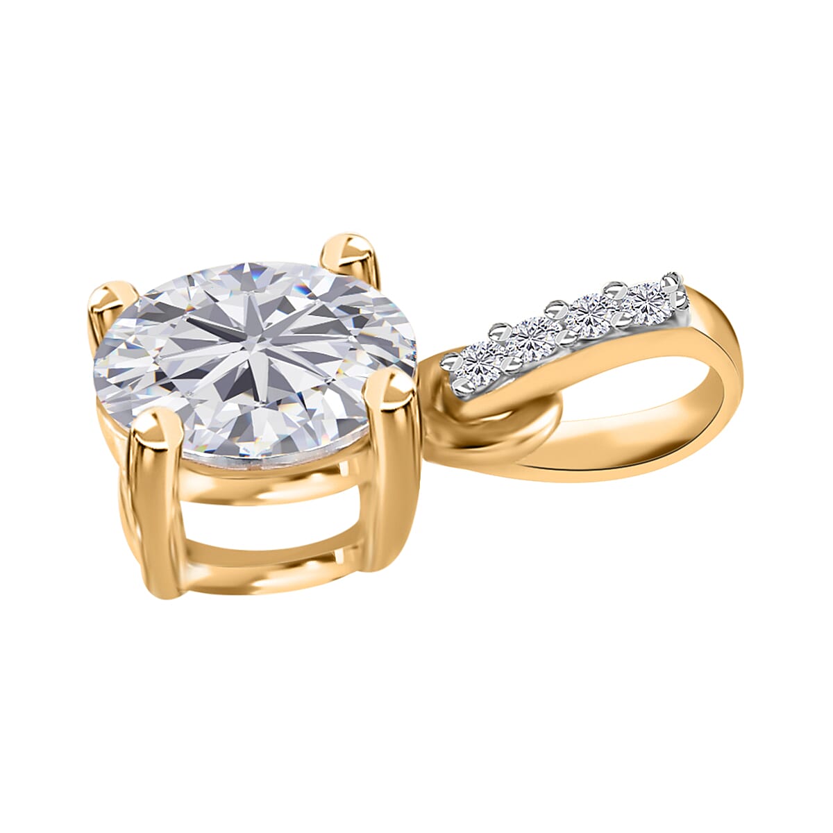 Moissanite Ring (Size 8.0) and Pendant in Vermeil Yellow Gold Over Sterling Silver 1.60 ctw image number 7