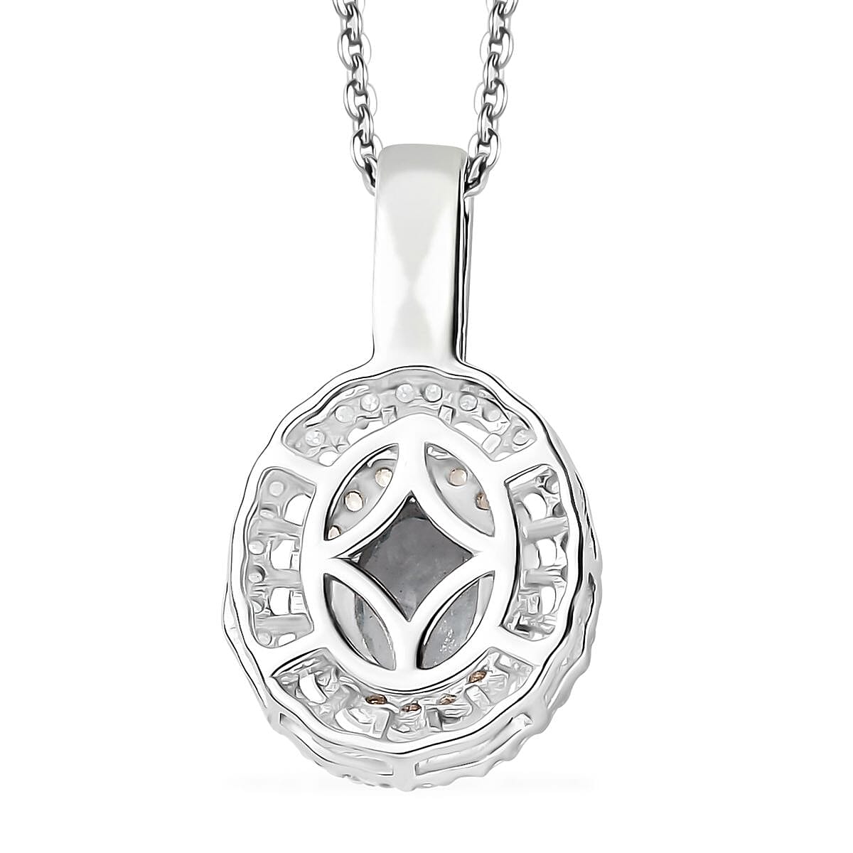 Premium Aqua Kyanite, Multi Gemstone Double Halo Pendant Necklace (20 Inches) in Platinum Over Sterling Silver