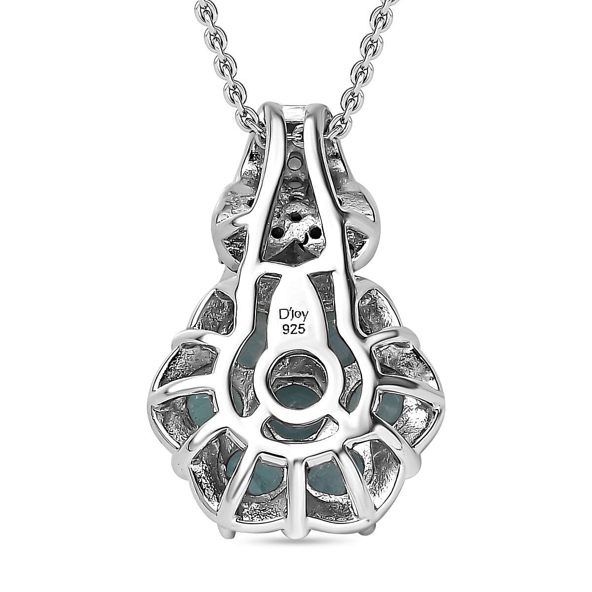 Premium Grandidierite and White Zircon Floral Pendant Necklace 20 Inches in Platinum Over Sterling Silver 1.50 ctw