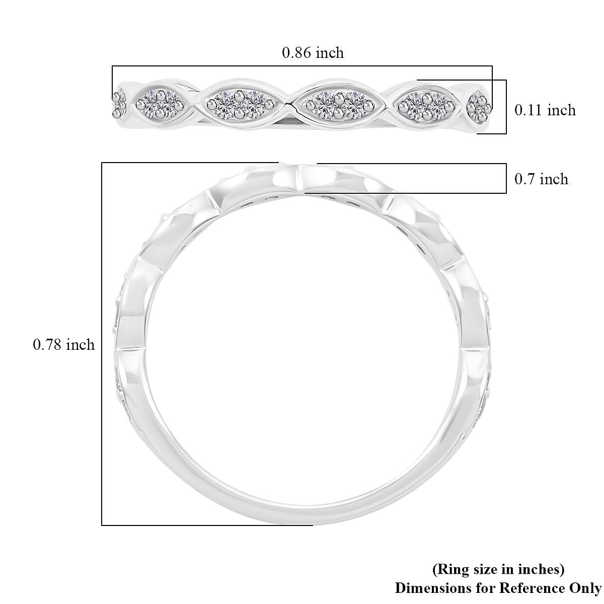 14K White Gold Diamond G-H SI Set of 3 Ring (Size 7.0) 1.00 ctw