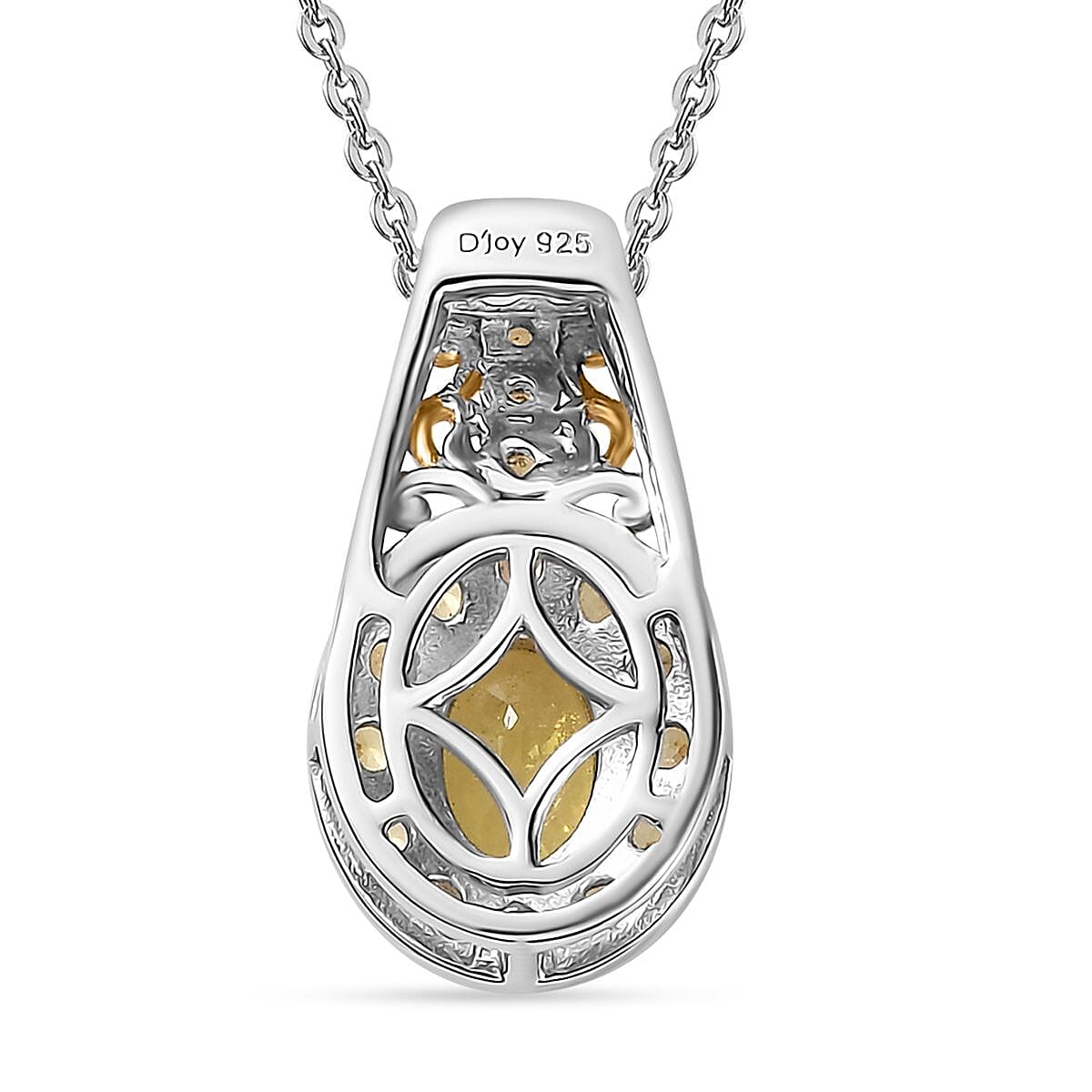 Madagascar Yellow Sapphire Halo Pendant Necklace 20 Inches in Vermeil Yellow Gold and Platinum Over Sterling Silver 1.60 ctw image number 4