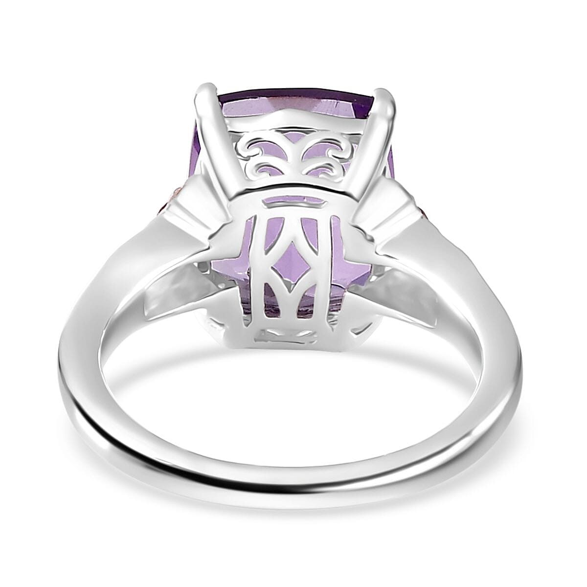 Premium Rose De France Amethyst, Morro Redondo Pink Tourmaline Ring (Size 6.0), Pendant Necklace 20 Inches in Vermeil RG and Platinum Over Sterling Silver 11.00 ctw