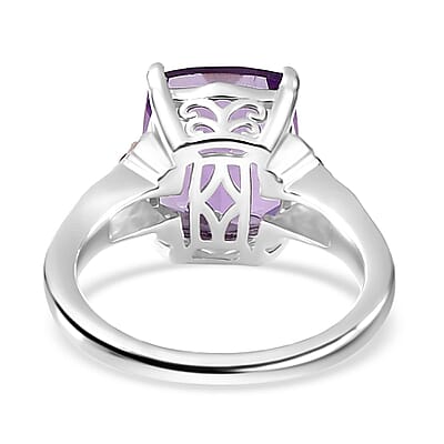 Premium Rose De France Amethyst, Morro Redondo Pink Tourmaline Ring (Size 6.0), Pendant Necklace 20 Inches in Vermeil RG and Platinum Over Sterling Silver 11.00 ctw