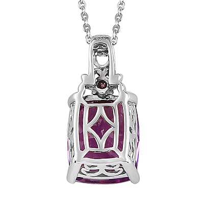 Premium Rose De France Amethyst, Morro Redondo Pink Tourmaline Ring (Size 6.0), Pendant Necklace 20 Inches in Vermeil RG and Platinum Over Sterling Silver 11.00 ctw