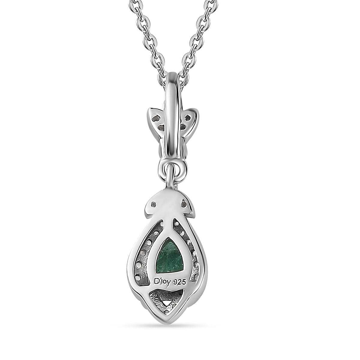 Kagem Zambian Emerald and Multi Gemstone Pendant Necklace 20 Inches in Platinum Over Sterling Silver 0.60 ctw