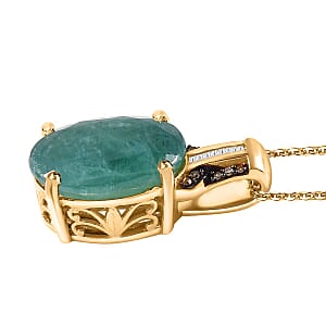 Premium Grandidierite, Natural Champagne and Diamond Pendant Necklace 20 Inches in Vermeil Yellow Gold Over Sterling Silver 10.40 ctw