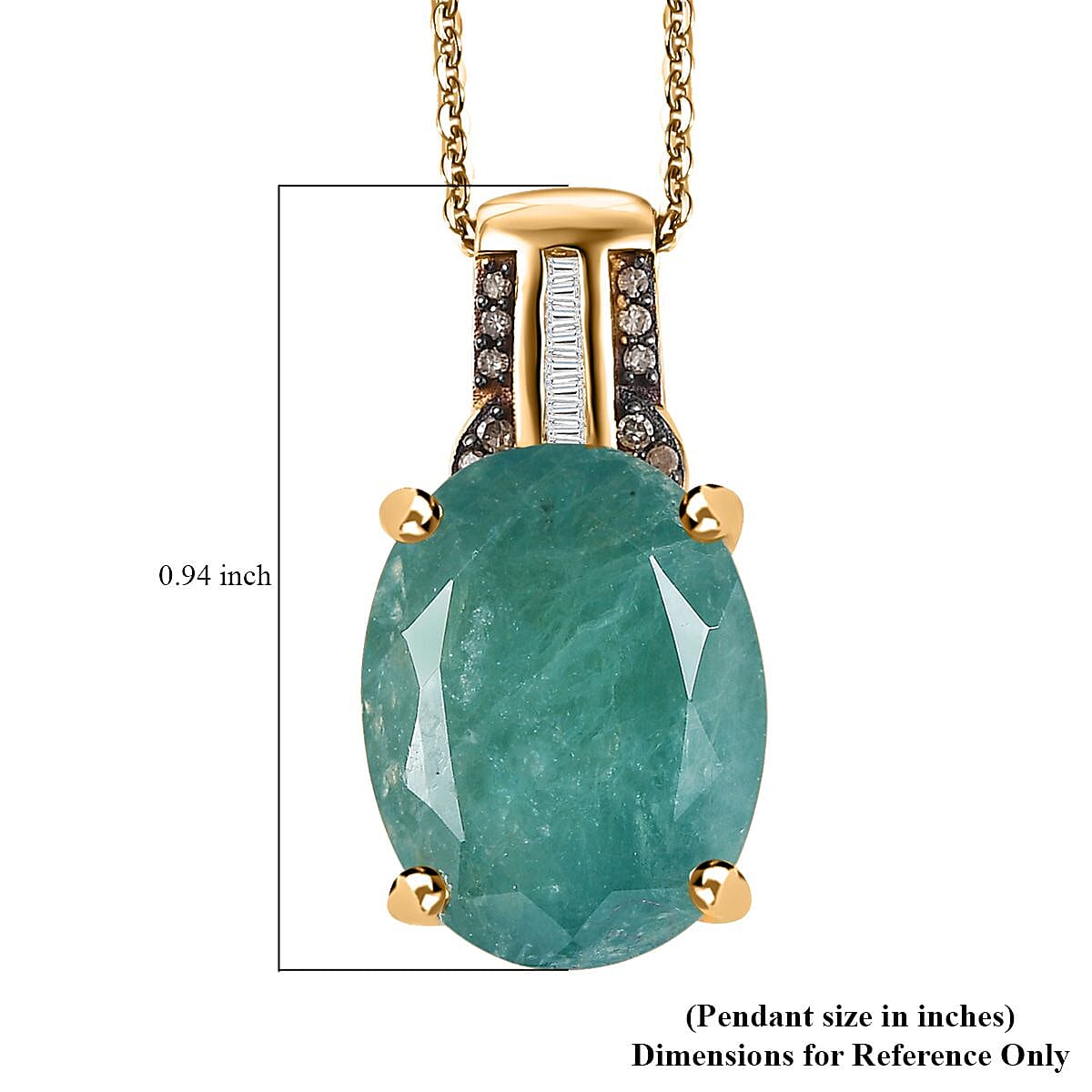 Premium Grandidierite, Natural Champagne and Diamond Pendant Necklace 20 Inches in Vermeil Yellow Gold Over Sterling Silver 10.40 ctw