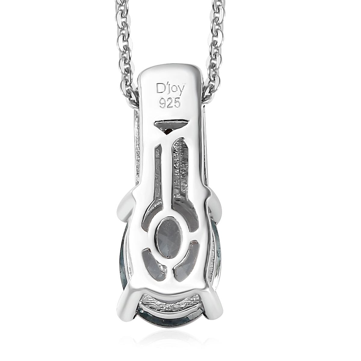 Aqua Kyanite, White and Brown Zircon Pendant Necklace 20 Inches in Platinum Over Sterling Silver 1.00 ctw