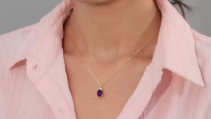 AAA Moroccan Amethyst and Moissanite Pendant Necklace 20 Inches in Vermeil Yellow Gold Over Sterling Silver 2.20 ctw