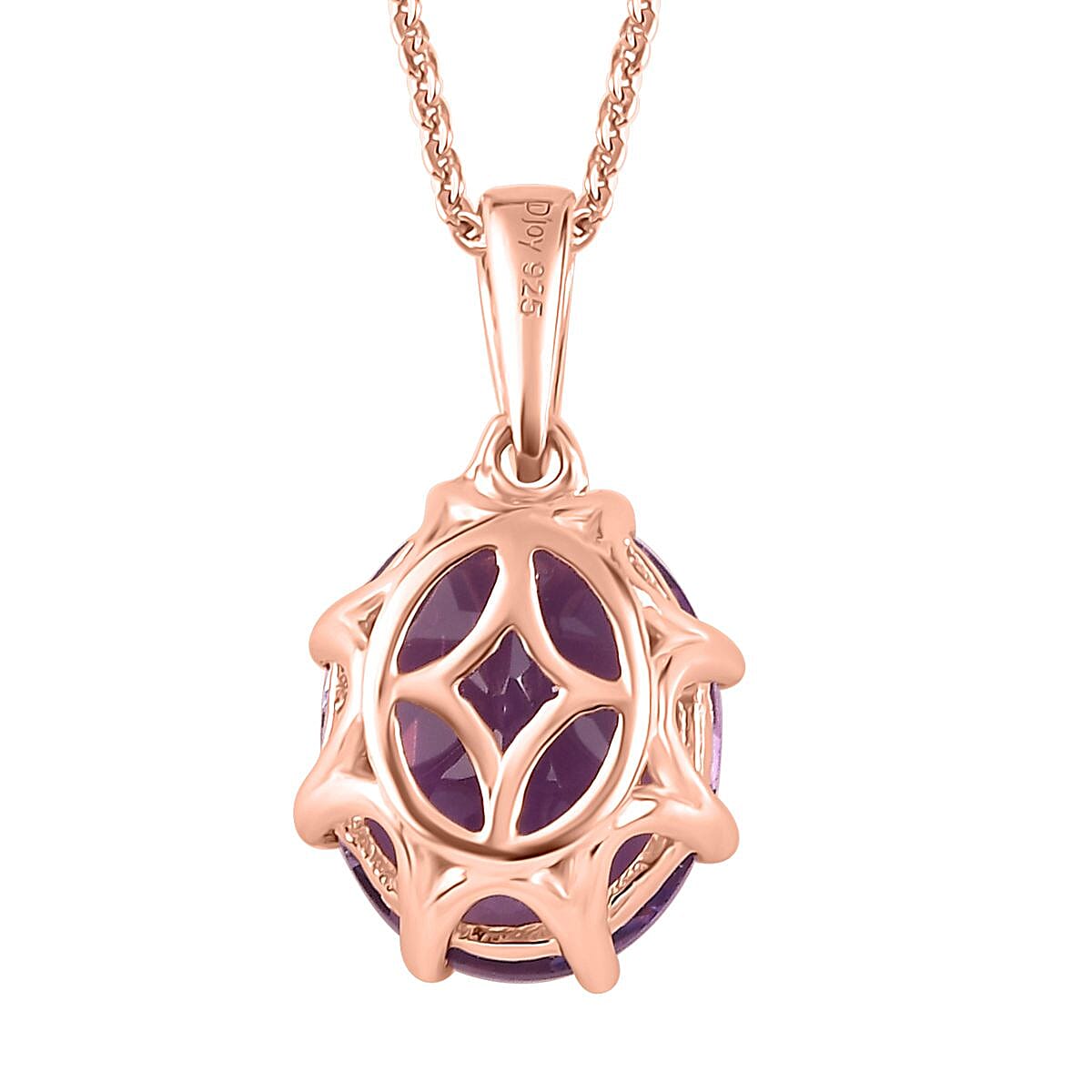 AAA Rose De France Amethyst Pendant Necklace 20 Inches in Vermeil Rose Gold Over Sterling Silver 4.50 ctw image number 4