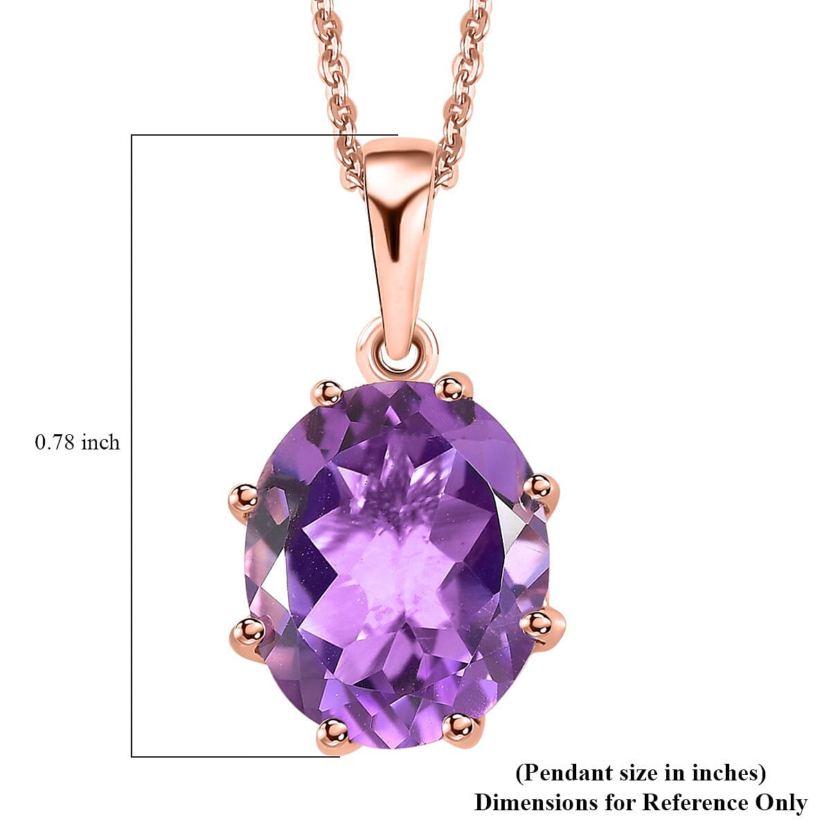 AAA Rose De France Amethyst Pendant Necklace 20 Inches in Vermeil Rose Gold Over Sterling Silver 4.50 ctw image number 5