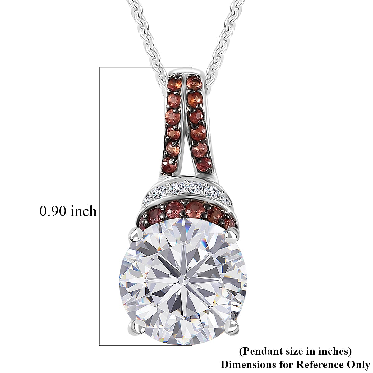 Moissanite and Red Sapphire Pendant Necklace 20 Inches in Platinum Over Sterling Silver 4.50 ctw