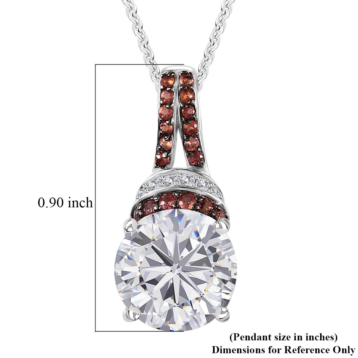 TLV Moissanite (Rnd 10 mm), Red Sapphire Pendant Necklace (20 Inches) in Platinum Over Sterling Silver 4.50 ctw image number 6