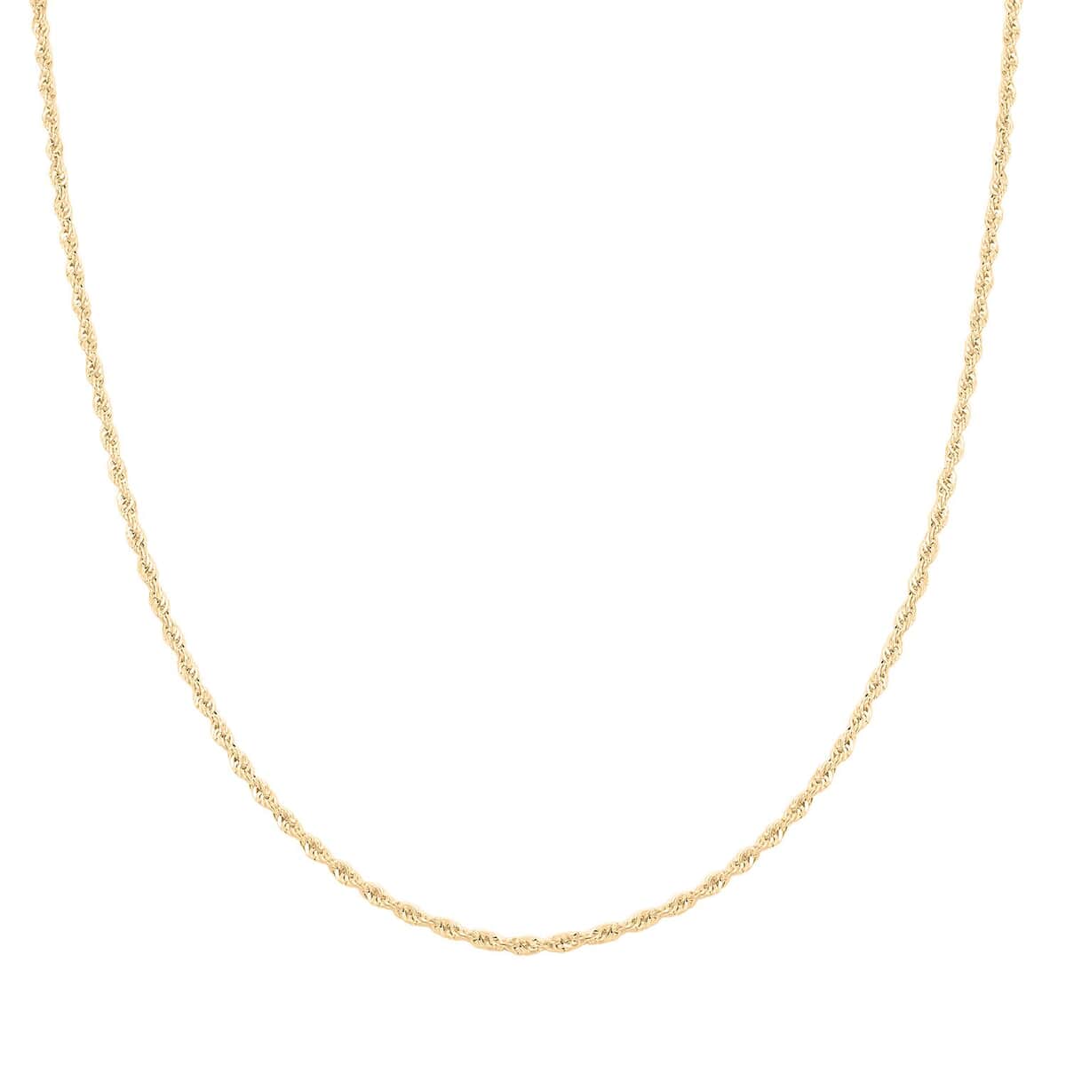 14K Yellow Gold 1.50mm Rope Chain Necklace 22 Inches and Diamond-Cut Hoop Earrings 3 Grams image number 2
