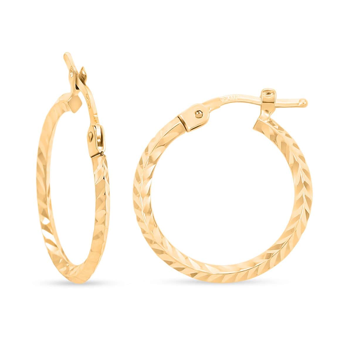 14K Yellow Gold 1.50mm Rope Chain Necklace 22 Inches and Diamond-Cut Hoop Earrings 3 Grams image number 3