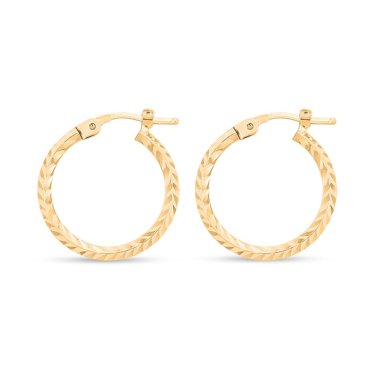1.50mm Rope Chain Necklace and Diamond-Cut Hoop Earrings in 14K Yellow Gold 22 Inches 3 Grams