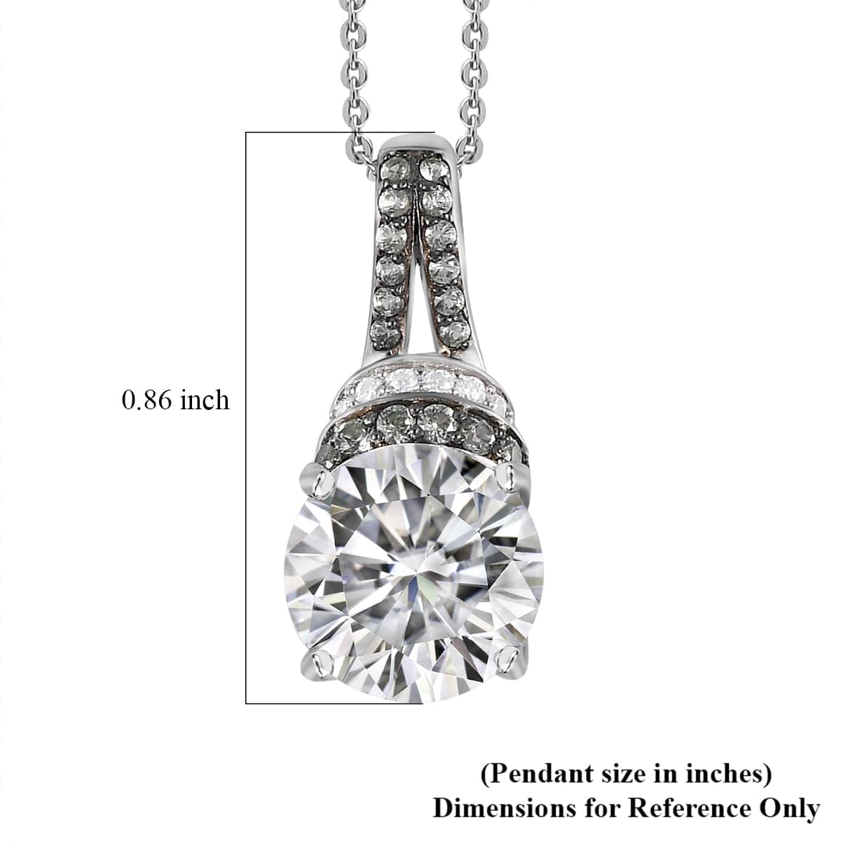 Moissanite and Green Sapphire Pendant Necklace 20 Inches in Platinum Over Sterling Silver 4.50 ctw image number 6