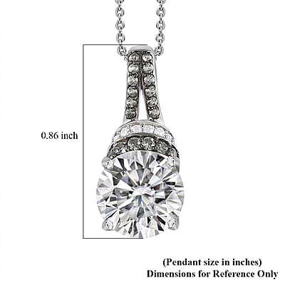 Moissanite and Green Sapphire Pendant Necklace 20 Inches in Platinum Over Sterling Silver 4.50 ctw