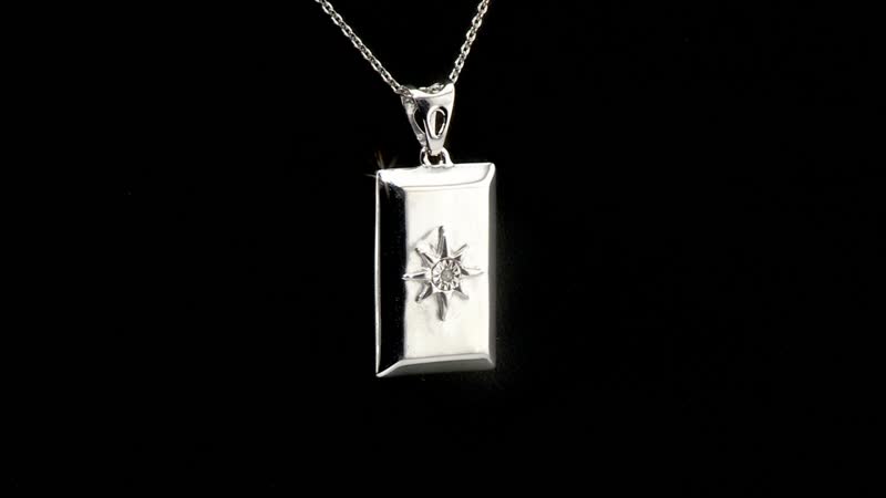 Diamond Accent Bar Pendant Necklace 20 Inches in Platinum Over Sterling Silver