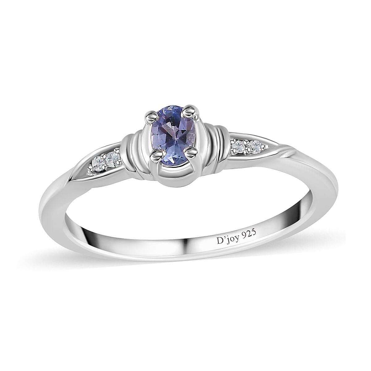 Tanzanite and White Zircon Ring (Size 5.0), Pendant Necklace 20 Inches in Platinum Over Sterling Silver 0.35 ctw