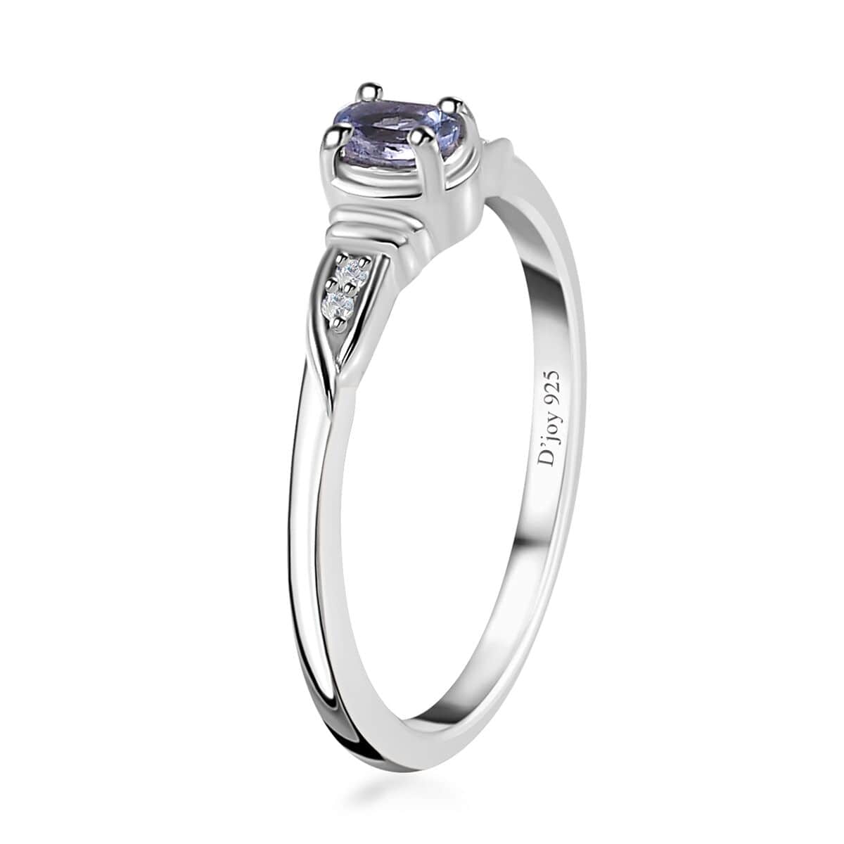 Tanzanite and White Zircon Ring (Size 5.0), Pendant Necklace 20 Inches in Platinum Over Sterling Silver 0.35 ctw image number 4