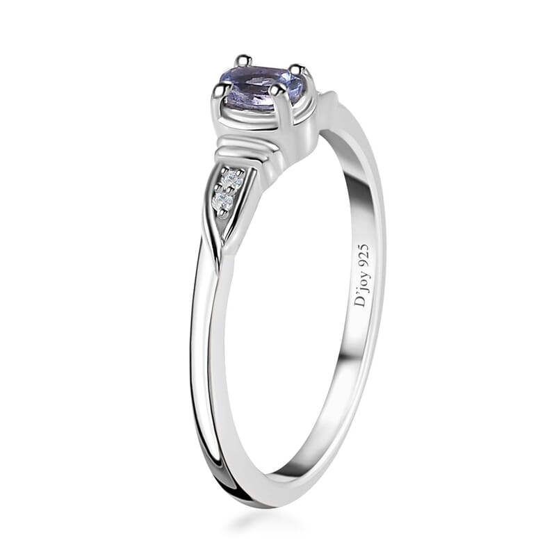 Tanzanite and White Zircon Ring (Size 5.0), Pendant Necklace 20 Inches in Platinum Over Sterling Silver 0.35 ctw