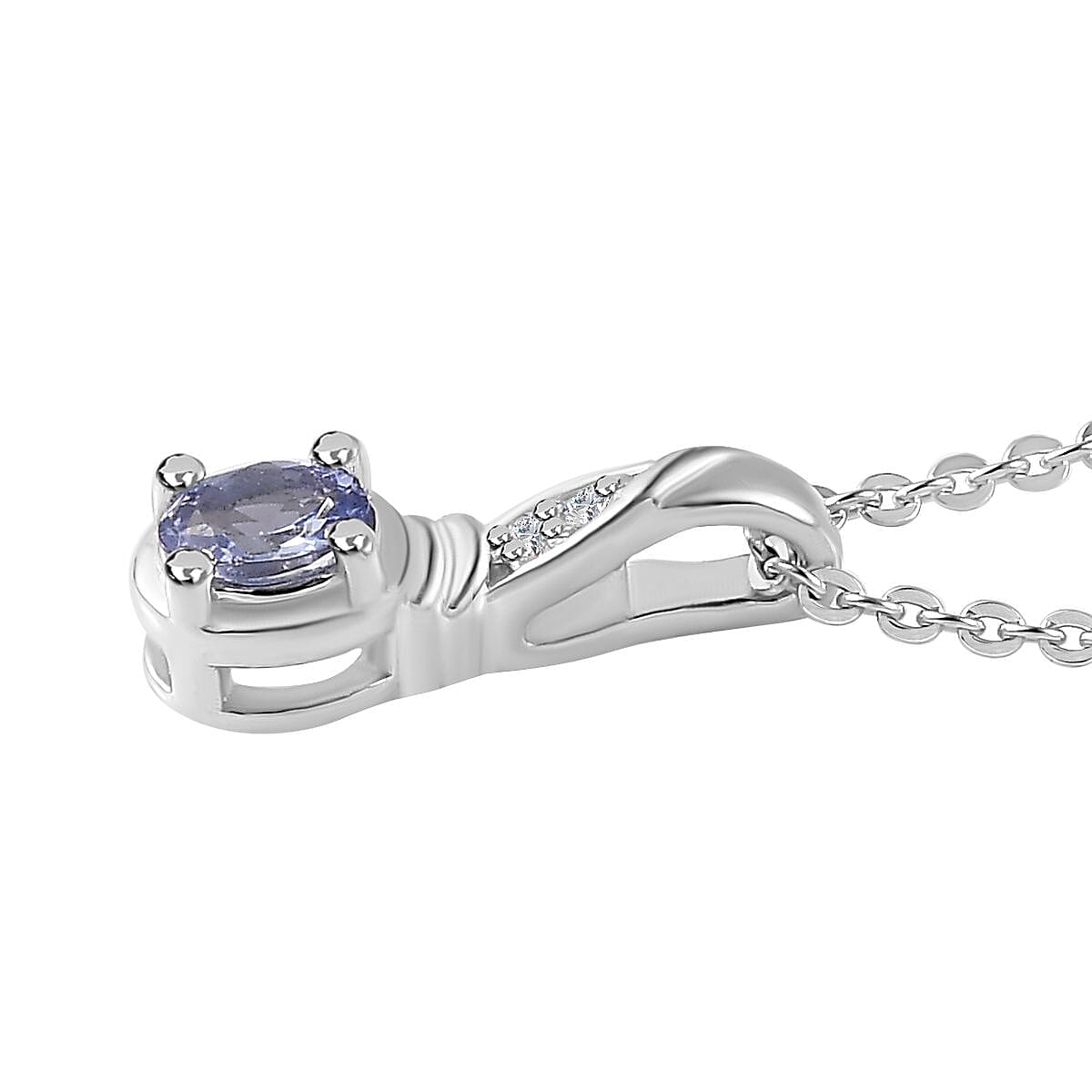 Tanzanite and White Zircon Ring (Size 5.0), Pendant Necklace 20 Inches in Platinum Over Sterling Silver 0.35 ctw