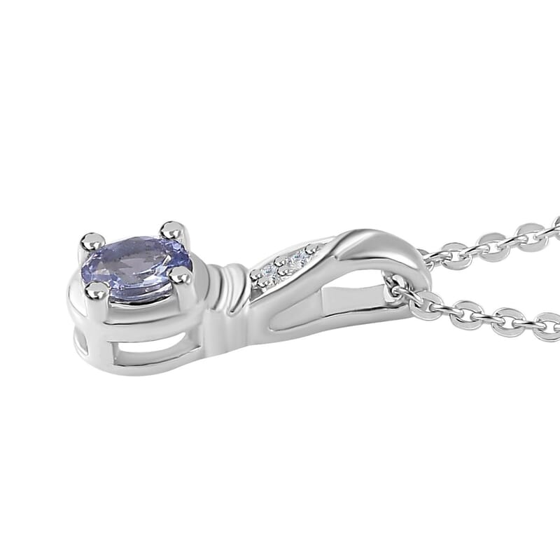 Tanzanite and White Zircon Ring (Size 5.0), Pendant Necklace 20 Inches in Platinum Over Sterling Silver 0.35 ctw