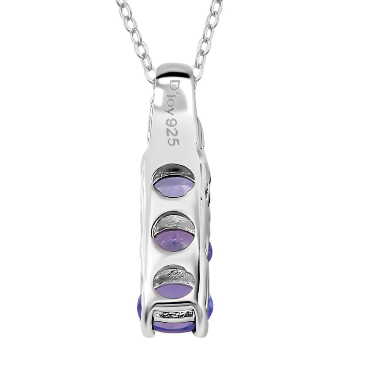 Tanzanite 3 Stone Ring (Size 5.0) and Pendant Necklace 20 Inches in Platinum Over Sterling Silver 1.00 ctw image number 8