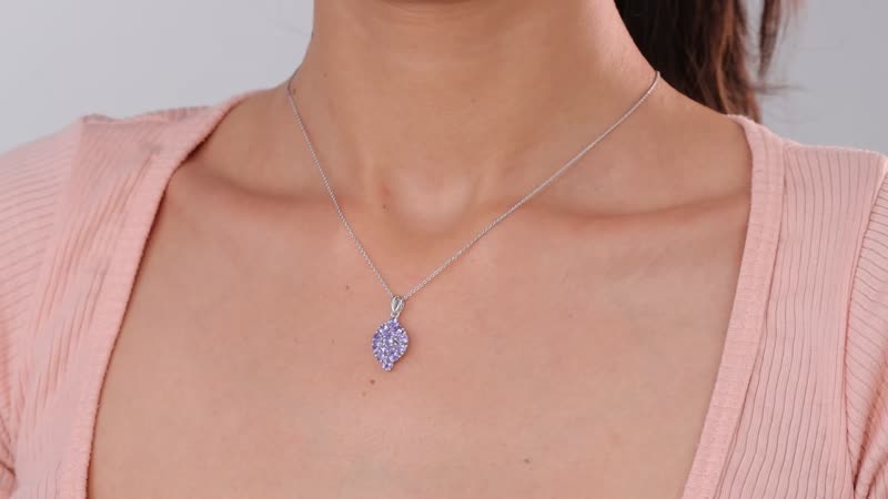 Tanzanite Elongated Pendant Necklace 20 Inches in Platinum Over Sterling Silver 1.70 ctw