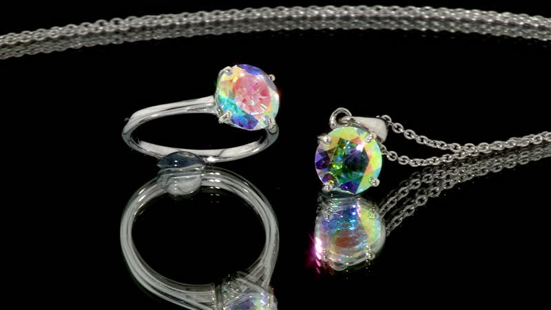Mercury Mystic Topaz Solitaire Ring (Size 5.0) and Pendant Necklace 20 Inches in Platinum Over Sterling Silver 4.25 ctw