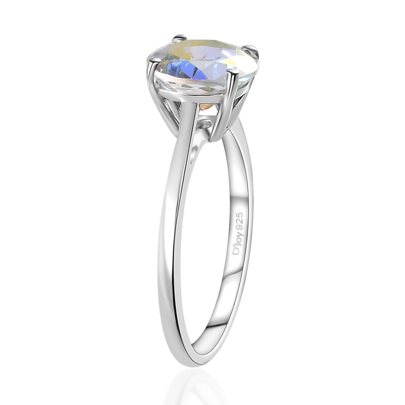 Mercury Mystic Topaz Solitaire Ring (Size 5.0) and Pendant Necklace 20 Inches in Platinum Over Sterling Silver 4.25 ctw